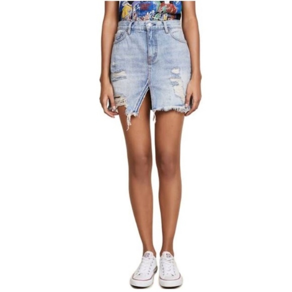 SOLD NWT Free People 28 Distressed Destroyed Jean Skirt